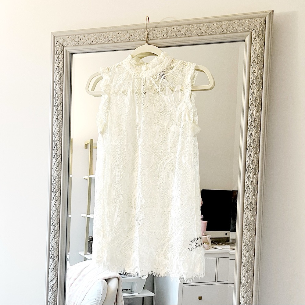 Target x Who What Wear Lace Sleeveless Ivory Off White Top Blouse Size XS
